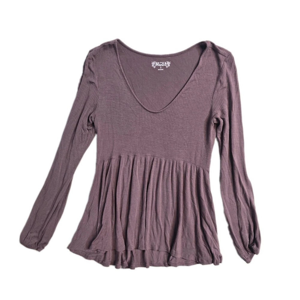 Mudd‎ Long Sleeve Babydoll Top Dusty Pink Small Rayon